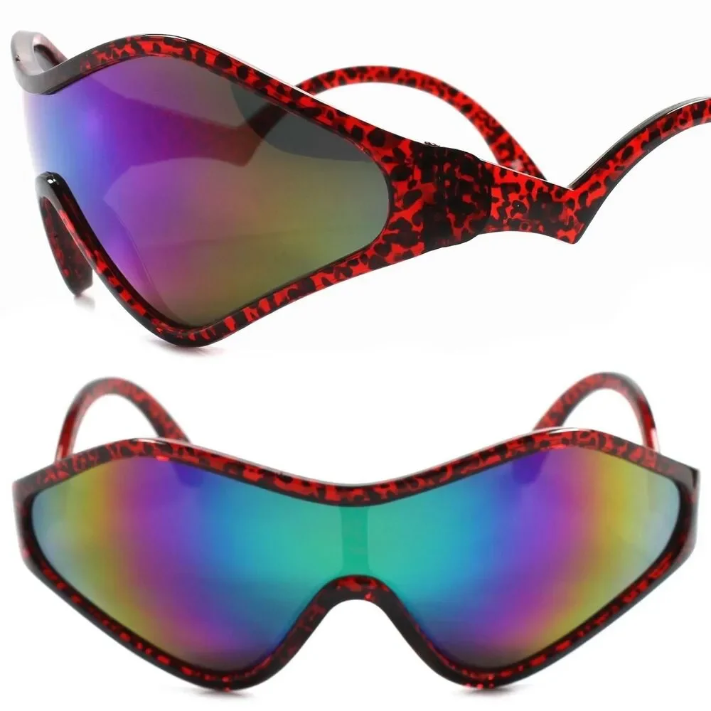 Costume Party Rave Funky Space Cosplay Retro Futuristic Red & Green Sun Glasses